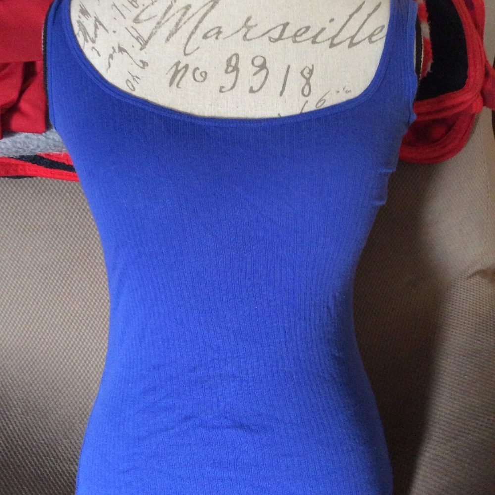 GAP XS Royal Blue Scoop Neck Tank Ribbed Thin Hot